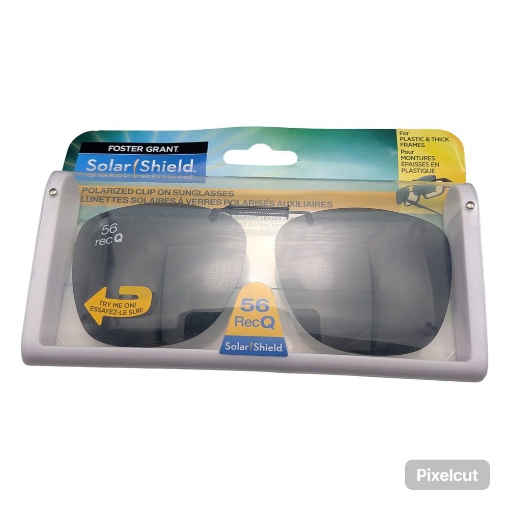 Foster Grant Solar Shield Polarized Clip On Sunglasses 56 RecQ Gray New
